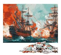 Rompecabezas para Adultos, Batalla Naval Explosiva, Rompecabezas de Madera para Adolescentes, Regalos, Decoración del Hogar, Juguetes, 500 Piezas (52 x 38 cm)