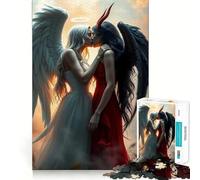 Rompecabezas para Adultos Beso de ángel y Demonio de 1000 Piezas Juego para estimular la Mente Diseño Ajustado sin Huecos Regalo de cumpleaños Juguete para ejercitar la Mente (38x26cm)