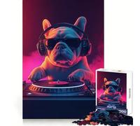 Rompecabezas para Adultos Bulldog DJ Frenchie Music Meme 1000 Piezas Actividad Cerebral Entretenimiento Ligero Corte preciso Regalo Creativo (38x52cm)