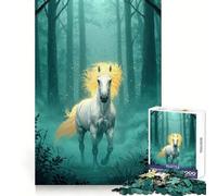 Rompecabezas para Adultos Caballo Blanco en el Bosque Encantado de 1000 Piezas Desarrolla la Capacidad analítica, es Ideal para Relajarse y como Regalo de Invierno (38x26cm)