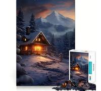 Rompecabezas para Adultos Cabaña de Las Maravillas Invernales de 1000 Piezas Juego de Memoria Mental de Alta precisión Manualidad de Corte Tiempo de relajación Ejercicio Mental en casa (38x26cm)