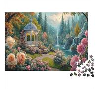 Rompecabezas para Adultos Cabaña Rústica 1000 Piezas | Papel Reciclado, Cenador Junto a una Cascada en el Jardín, Juego Familiar Divertido y Desafiante 52x38cm/1000pcs