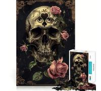 Rompecabezas para Adultos Calavera con Rosas Rosadas III, 1000 Piezas Fortalece la Memoria Arte de Bordes limpios y tranquilos Coleccionable 38x52cm