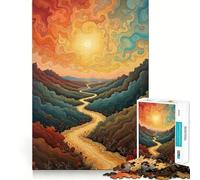 Rompecabezas para Adultos Camino sinuoso hacia el Sol,1000 Piezas,Juego de estimulación cognitiva,diseño de Ajuste Huecos,Regalo de cumpleaños,Juguete para ejercitar la Mente (38x26cm)
