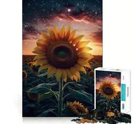 Rompecabezas para Adultos Campo de Girasoles, Cielo Nocturno, 1000 Piezas Fortalece la Memoria Arte de Bordes limpios y tranquilos Coleccionable 50x75cm