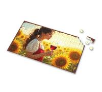 Rompecabezas para adultos, campo de girasoles, serenidad: una mujer disfrutando del vino tinto al atardecer, rompecabezas de 500 piezas para adultos, rompecabezas de 300 piezas (300 piezas)