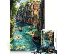 Rompecabezas para Adultos Canal Veneciano con góndolas - 1000 Piezas - Mejora la Memoria - Relajante - Corte preciso - Regalo Ideal (50x75cm)