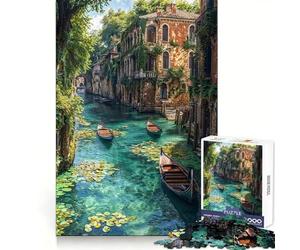 Rompecabezas para Adultos Canal Veneciano con góndolas - 1000 Piezas - Mejora la Memoria - Relajante - Corte preciso - Regalo Ideal (50x75cm)