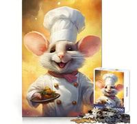 Rompecabezas para Adultos Chef Mouse Cocinando de 1000 Piezas Un Reto para el Pensamiento Un Juego de ingenio para Cortar con precisión Un Regalo Original y Divertido (38x26cm)