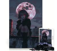 Rompecabezas para Adultos Chica Anime Bajo la Luna de Sangre de 1000 Piezas Mejora la Memoria Disfrute de la luz Corte de precisión (50x75cm)