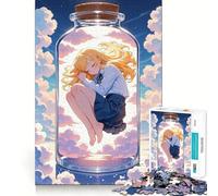 Rompecabezas para Adultos Chica de Anime durmiendo en un Frasco Juego de 1000 Piezas para estimular el Pensamiento Estructura de Encaje precisa Fácil de Aprender Diversión para Toda la Familia