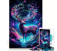 Rompecabezas para Adultos Ciervo Místico Fantástico de 1000 Piezas Juguete para ejercitar la Mente Diseño para aliviar el estrés Un Regalo Encantador (50x75cm)