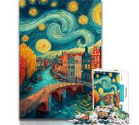 Rompecabezas para Adultos: Ciudad bajo el Cielo Nocturno 1000 Piezas Actividad Divertida para el hogar Juguetes para días lluviosos Regalos de cumpleaños 38x26cm