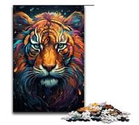 Rompecabezas para Adultos Colorido Tigre cósmico psicodélico 1000 Piezas Adolescentes de 14 años en adelante (tamaño 75 x 50 cm)