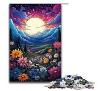 Rompecabezas para Adultos Colorido y psicodélico con Flores de jardín Espacial 1000 Piezas de Madera para niños a Partir de 12 años Juego desafiante 75 x 50 cm
