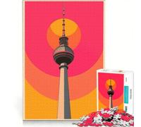 Rompecabezas para Adultos con 1000 Piezas: Ilustración de la Torre de Televisión de Berlín, decoración de Pared, decoración para el hogar, con Piezas de Formas aleatorias Que encajan Perfectamente