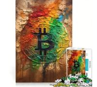 Rompecabezas para Adultos con 1000 símbolos de Bitcoin, decoración de Pared, decoración artística para el hogar, con Piezas de Formas aleatorias Que encajan Perfectamente 50x75cm
