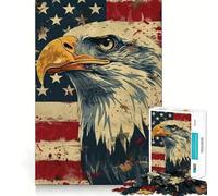 Rompecabezas para Adultos con águila Americana y Fondo de Bandera,1000 Piezas,para desarrollar la Memoria,Ajuste Estable,sin Piezas Que se muevan,Compacto,Ideal para Jugar en Familia (38x26cm)