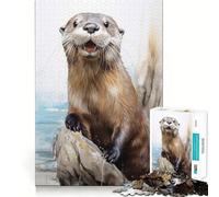 Rompecabezas para Adultos con Arte de Nutria Marina en Acuarela, 1000 Piezas, Juguete para ejercitar la Mente, Ideal para Relajarse y armar una Imagen, Regalo artístico (38x52cm)