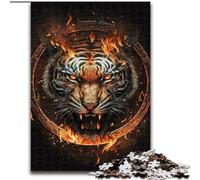 Rompecabezas para Adultos con Cabeza de Tigre de Fuego, Juguete Educativo Toda la Familia a Partir de 14 años (tamaño 26x38cm)