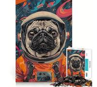 Rompecabezas para Adultos con diseño de Animales Pug,Astronauta y Espacio 1000 Piezas Juego Mental Regalo Ideal Troquelado de Alta precisión Actividad Relajante para Grupos en Interiores (50x75cm)