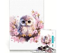 Rompecabezas para Adultos con diseño de búho en una Rama en Acuarela 1000 Piezas Juego Mental Regalo Troquelado de Alta precisión Actividad Relajante para Grupos en Interiores (38x26cm)