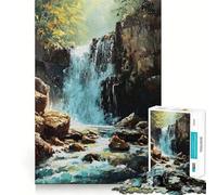 Rompecabezas para Adultos con diseño de Cascada Pintada al óleo 1000 Piezas Desarrolla la Memoria y es Divertido Corte de Alta precisión Fácil de Aprender Disfrute en Familia (38x26cm)