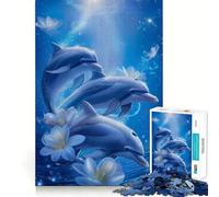 Rompecabezas para Adultos con diseño de Delfines en Acuarela 1000 Piezas Juego Mental Regalo Troquelado de Alta precisión Actividad Relajante para Grupos en Interiores (50x75cm)