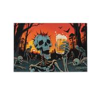 Rompecabezas para adultos con diseño de esqueleto de puesta de sol y cerveza para niños, entretenimiento e inteligencia, regalos de alta resolución para papá, mamá, rompecabezas para adultos, 500