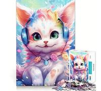 Rompecabezas para Adultos con diseño de Gato Amante de la música, 1000 Piezas, Juguete para ejercitar la Mente, diseño para aliviar el estrés, Ideal para armar, un Regalo Encantador (50x75cm)