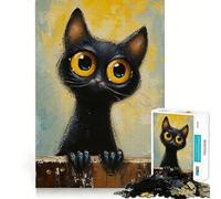 Rompecabezas para Adultos con diseño de Gato Negro caprichoso 1000 Piezas Juego Mental Regalo Troquelado de Alta precisión Actividad Relajante para Grupos en Interiores (50x75cm)