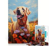 Rompecabezas para Adultos con diseño de Labrador Retriever Amarillo,1000 Piezas,Juego de Entrenamiento cognitivo,Encaje Huecos,Actividad Relajante para la Mente (50x75cm)