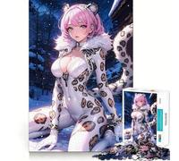 Rompecabezas para Adultos con diseño de Leopardo Blanco de Las Nieves (1000 Piezas) Juego Mental Regalo Troquelado de Alta precisión Actividad Relajante para Grupos en Interiores (38x52cm)