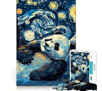 Rompecabezas para Adultos con diseño de Panda en la Noche Estrellada, 1000 Piezas Fortalece la Memoria, Relajante, Divertido, Festivales (38x52cm)