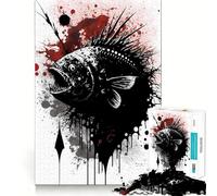 Rompecabezas para Adultos con diseño de pez Pescador Pintado con Tinta,1000 Piezas,Juego Mental,Regalo,Troquelado de Alta precisión,Actividad Relajante para Grupos en Interiores (50x75cm)