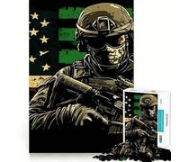 Rompecabezas para Adultos con diseño de Soldado Estadounidense,1000 Piezas,para desarrollar la Memoria,Ajuste Estable,sin Piezas Que se muevan,Compacto,Ideal para Jugar en Familia (38x52cm)
