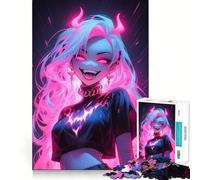 Rompecabezas para Adultos con diseño gótico de Pelo Rosa neón, 1000 Piezas, Juguete para ejercitar la Mente, Ideal para Relajarse y Crear un Regalo artístico (50x75cm)