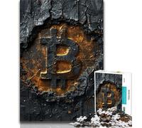 Rompecabezas para Adultos con el Logotipo de Bitcoin Negro 1000 Piezas Juego difícil y desafiante para Todos Ideal para Mujeres y Hombres (26x38cm)