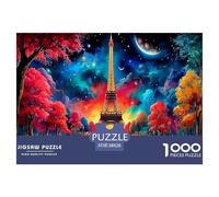Rompecabezas para Adultos con escenas de Amor en París: Torre Eiffel Colorida y Nocturna, desafiante y Estimulante para la descompresión, 38 x 26 cm (1000 Piezas)