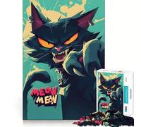 Rompecabezas para Adultos con ilustración de Gato Enojado de Dibujos Animados,1000 Piezas,Juego Mental,Regalo,Troquelado de Alta precisión,Actividad Relajante para Grupos en Interiores (50x75cm)