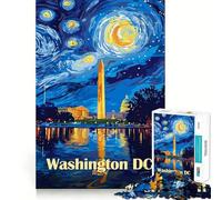 Rompecabezas para Adultos con ilustración de la Noche Estrellada de Washington DC 1000 Piezas Juego Mental Regalo Troquelado de Alta precisión Actividad Relajante para Grupos en Interiores (38x52cm)