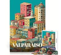 Rompecabezas para Adultos con ilustración de Paisaje Urbano de Valparaíso, Chile 1000 Piezas Mejora la Memoria Relajante y placentero Corte preciso Regalo Ideal (50x75cm)