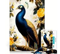 Rompecabezas para Adultos con ilustración de Pavo Real y Flores Amarillas, 1000 Piezas, Juguete para ejercitar la lógica, diversión Relajante, Bordes Lisos, (50x75cm)