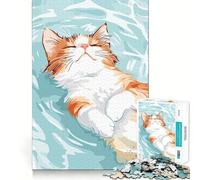Rompecabezas para Adultos con ilustración de un Gato relajándose en el Agua, 1000 Piezas, Juego Mental, Juguete para aliviar la ansiedad, Arte de Corte preciso, Coleccionable (38x52cm)