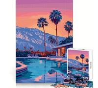 Rompecabezas para Adultos con ilustración de un paraíso Junto a la Piscina en Palm Springs, 1000 Piezas, Recall Upgrade Peaceful Time Tight Cut Santa Wish List (50x75cm)