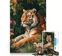 Rompecabezas para Adultos con ilustración de un Tigre en la Jungla, 1000 Piezas, Juguete para ejercitar la Mente, diseño Relajante, Regalo de Papá Noel 38x52cm