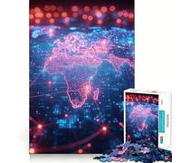 Rompecabezas para Adultos con Mapa del Planeta en Colores neón, 1000 Piezas, Juguete para ejercitar la Mente, Ideal para Relajarse y armar una Imagen, Regalo artístico (50x75cm)
