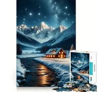 Rompecabezas para Adultos con Paisaje de cabaña Invernal,1000 Piezas,Juego de estimulación cognitiva,diseño de Ajuste Huecos,Regalo de cumpleaños,Juguete para ejercitar la Mente (50x75cm)