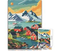 Rompecabezas para Adultos con Paisaje de Pueblo de Groenlandia, 1000 Piezas, Juego Educativo con desafío, opción emotivo, tamaño 38x26cm