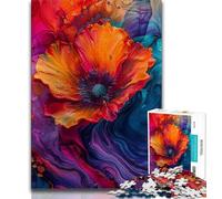 Rompecabezas para Adultos con Pintura al óleo de Flor de Amapola 1000 Piezas Adolescentes Juguetes educativos Juegos para aliviar el estrés y fomentar el Amor en Pareja